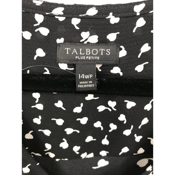Talbots Gauze Button V-Neck Short Sleeve Blouse 14 Petite - Picture 3 of 5